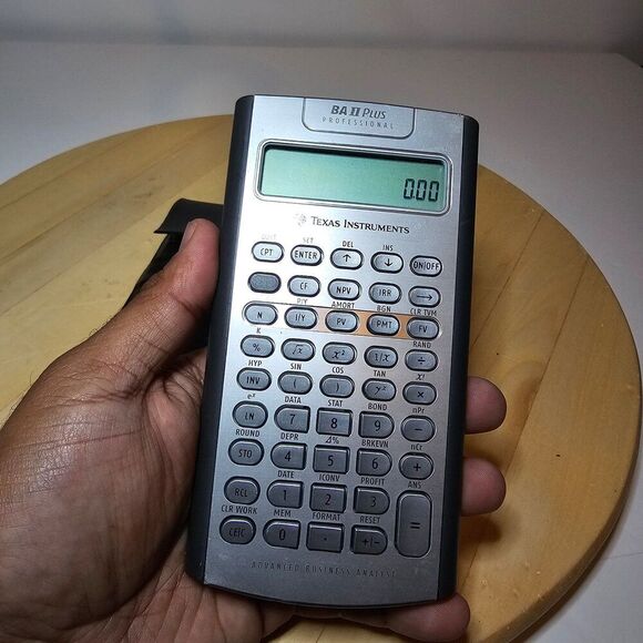 Vintage TI ba ii plus professional silver financial calculator Working W/Pouch s - Picture 1 of 5